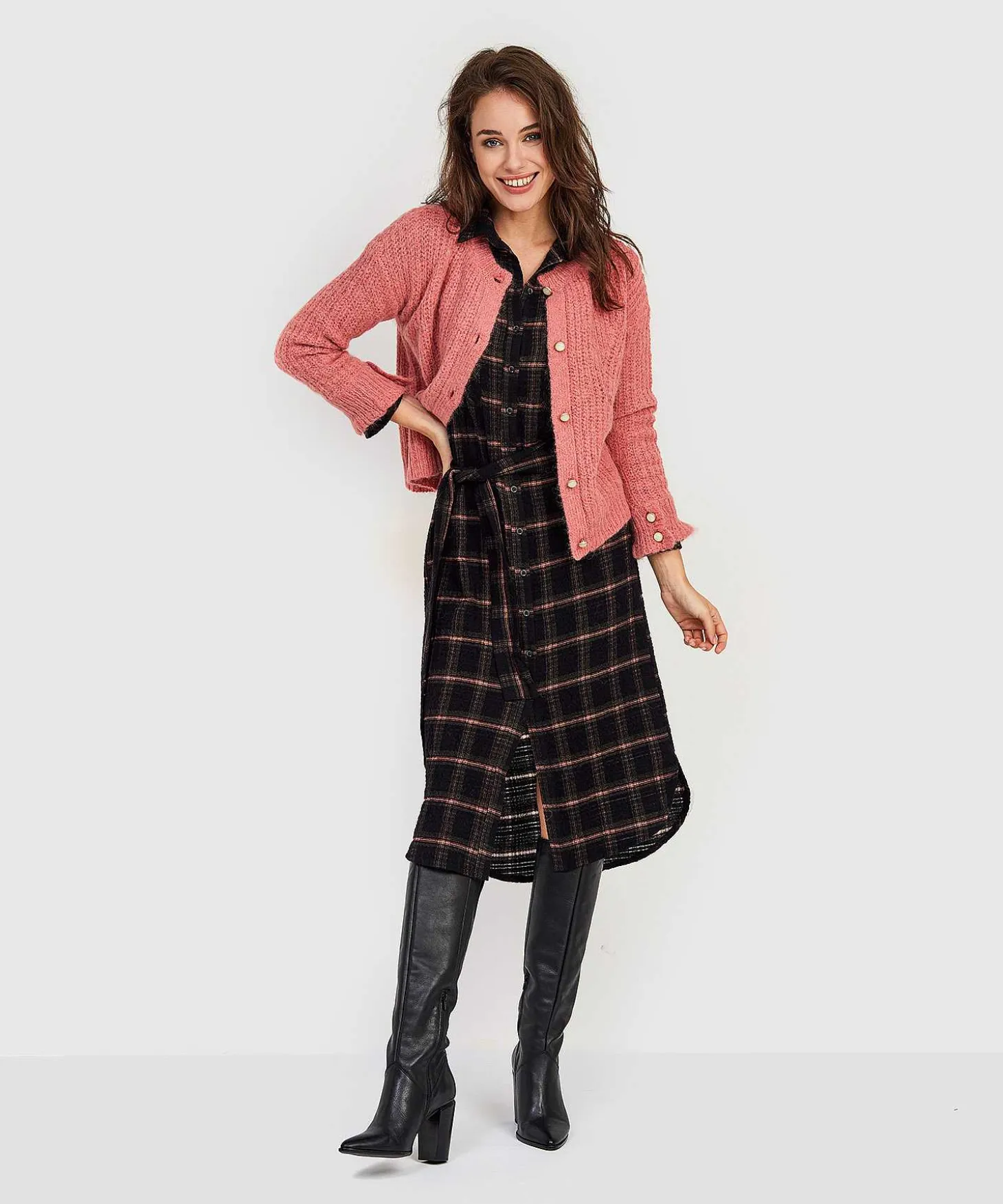 Jane Lushka Doorknoopjurk Geruit Rossy
