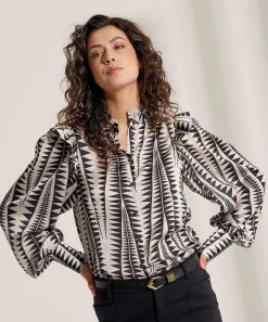 Jane Lushka Silky Blouse Grafische Print Kim