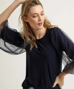 Joseph Ribkoff Top Met Ballonmouw Mesh