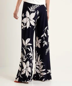 Joseph Ribkoff Wide Leg Broek Bladprint