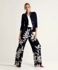 Joseph Ribkoff Wide Leg Broek Bladprint