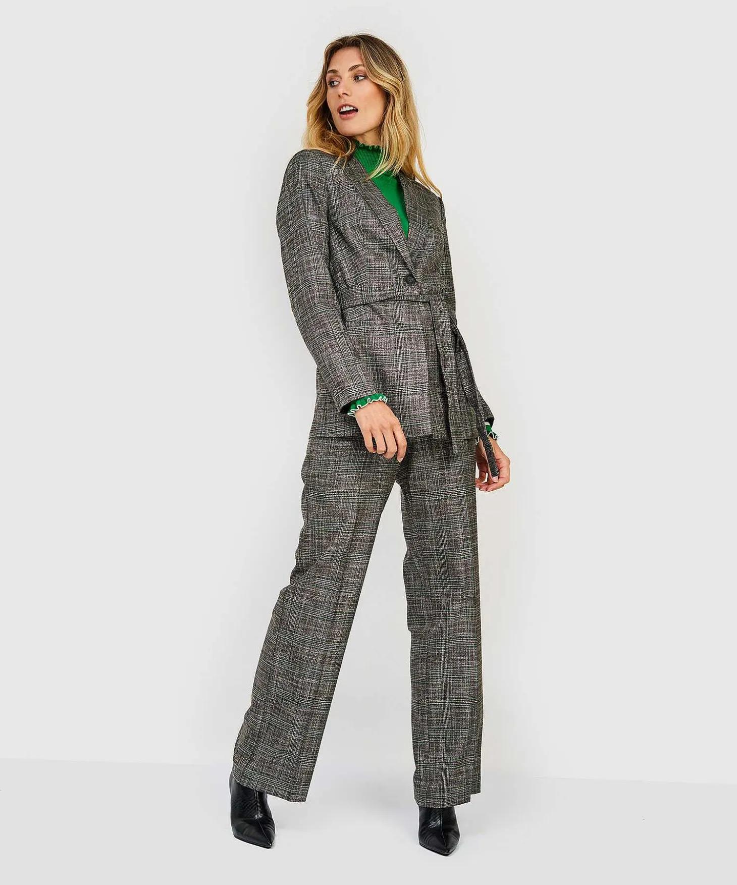 Kyra Blazer Ruit Ceintuur Igone