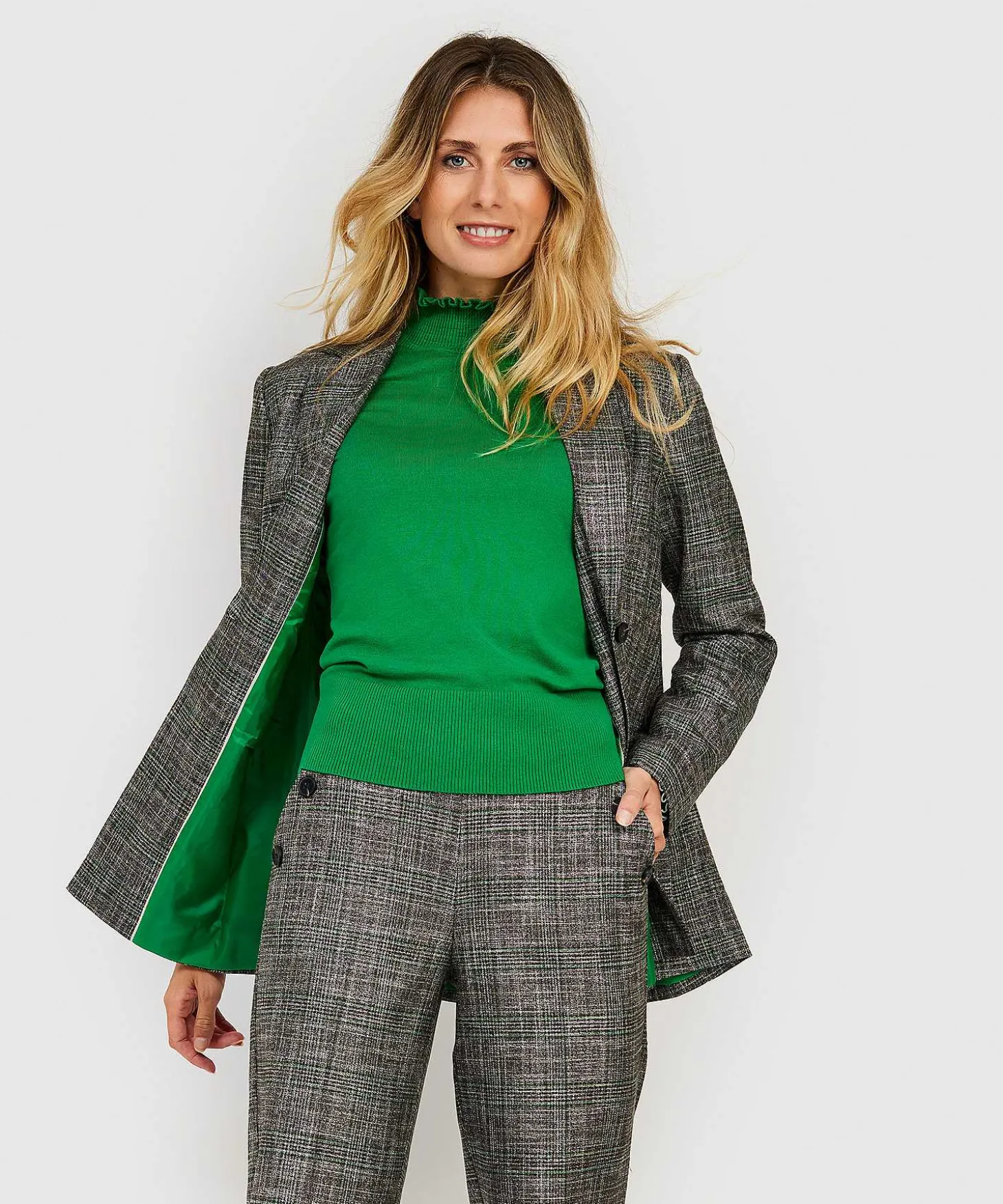 Kyra Blazer Ruit Ceintuur Igone
