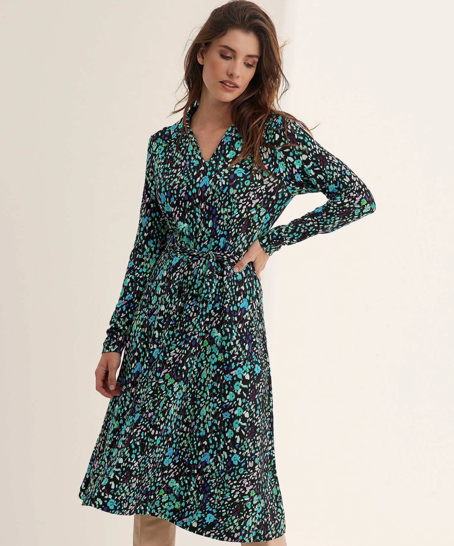 Kyra Jurk Met Ceintuur Flower Print Jasmine