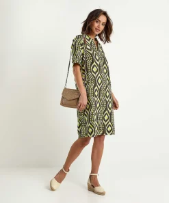Kyra Linnenmix Jurk Ikatprint Melissa