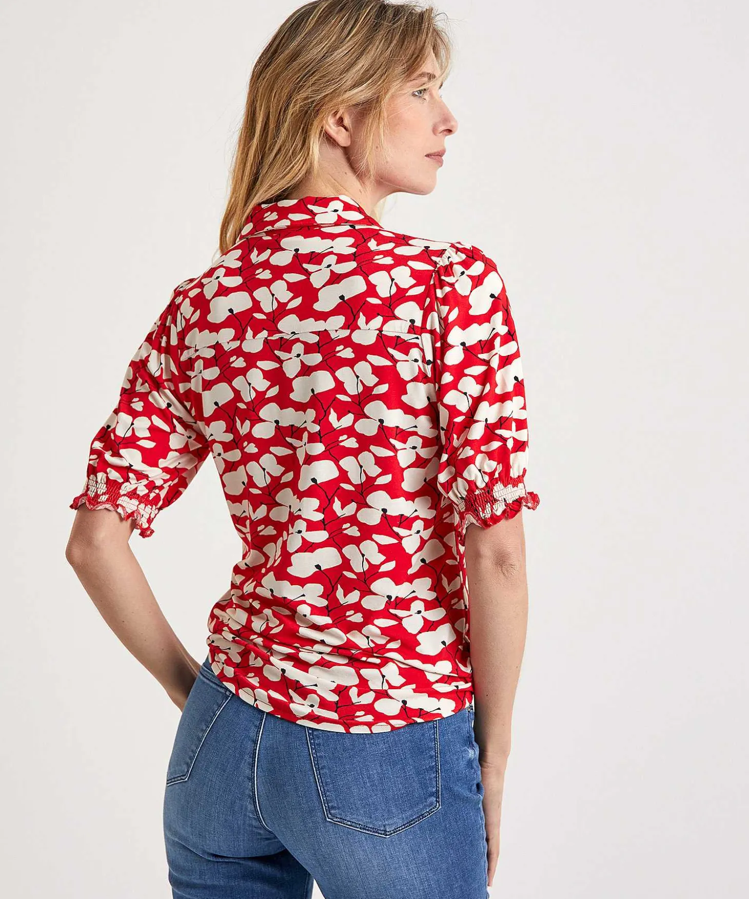 Kyra Shirtblouse Pofmouw Red Flower Rosanne