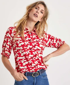 Kyra Shirtblouse Pofmouw Red Flower Rosanne