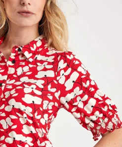 Kyra Shirtblouse Pofmouw Red Flower Rosanne