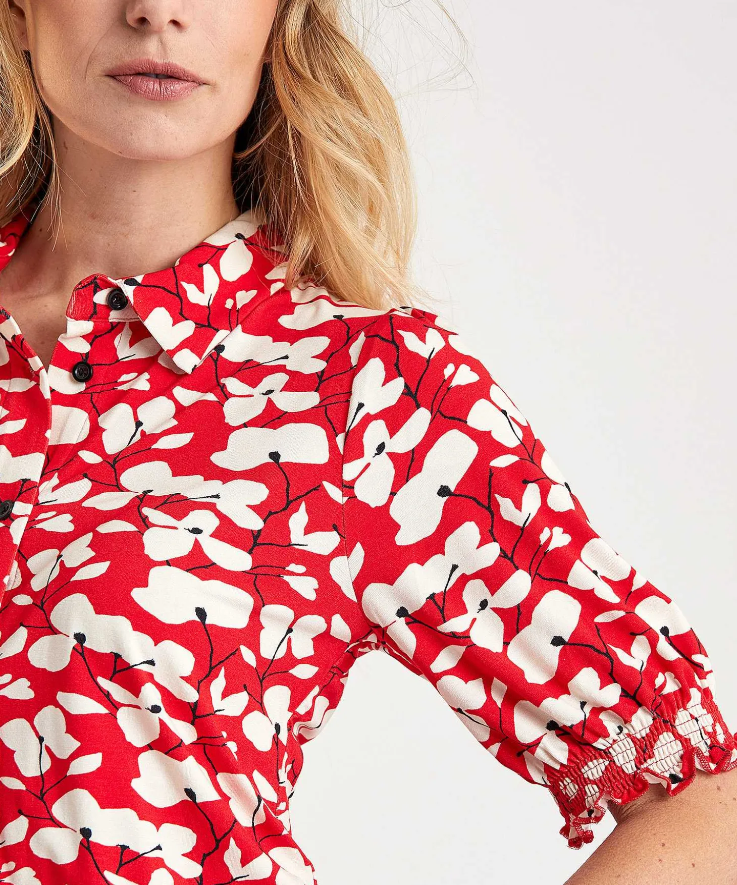 Kyra Shirtblouse Pofmouw Red Flower Rosanne