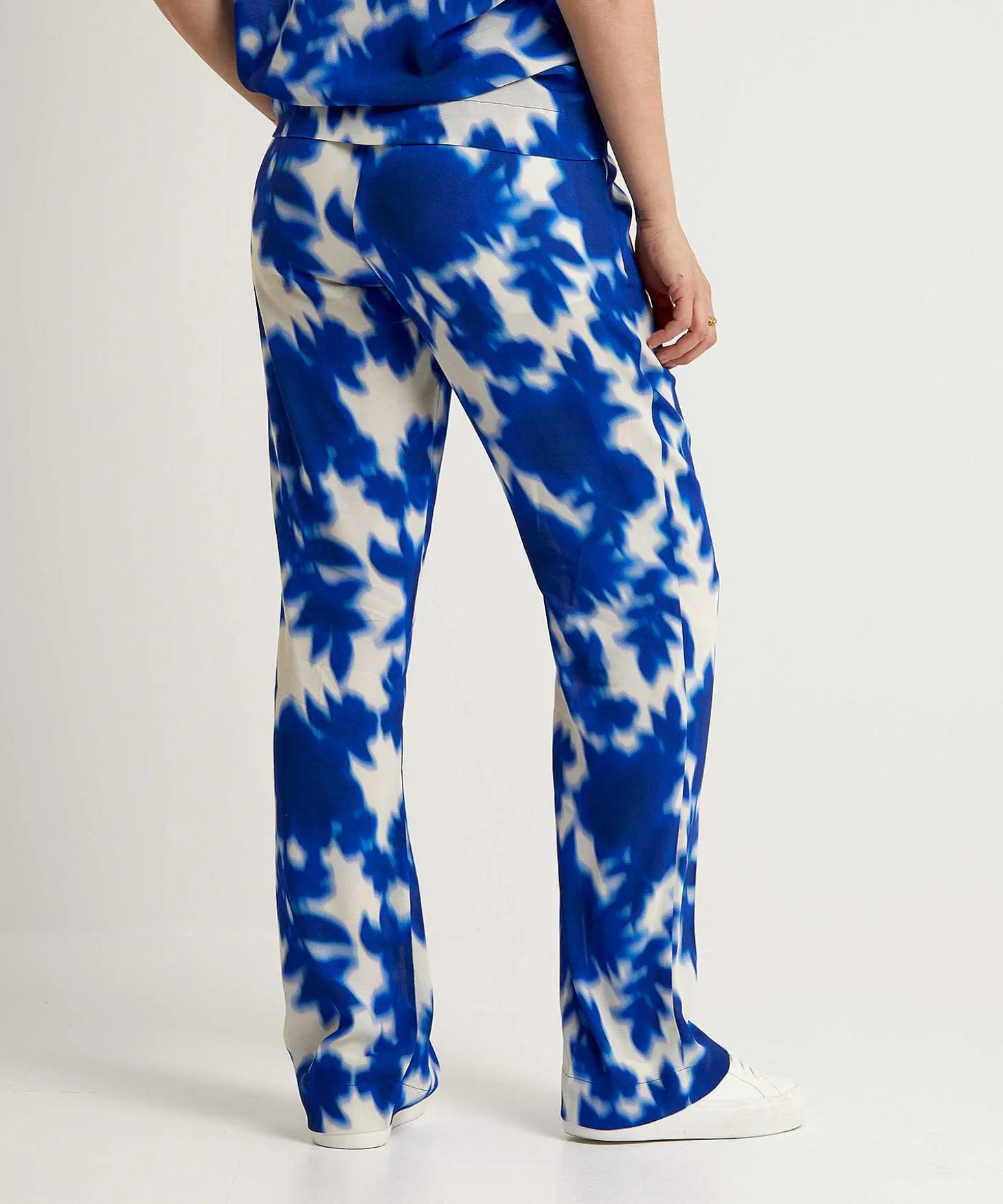 Kyra Wide Leg Broek Floral Print Iris