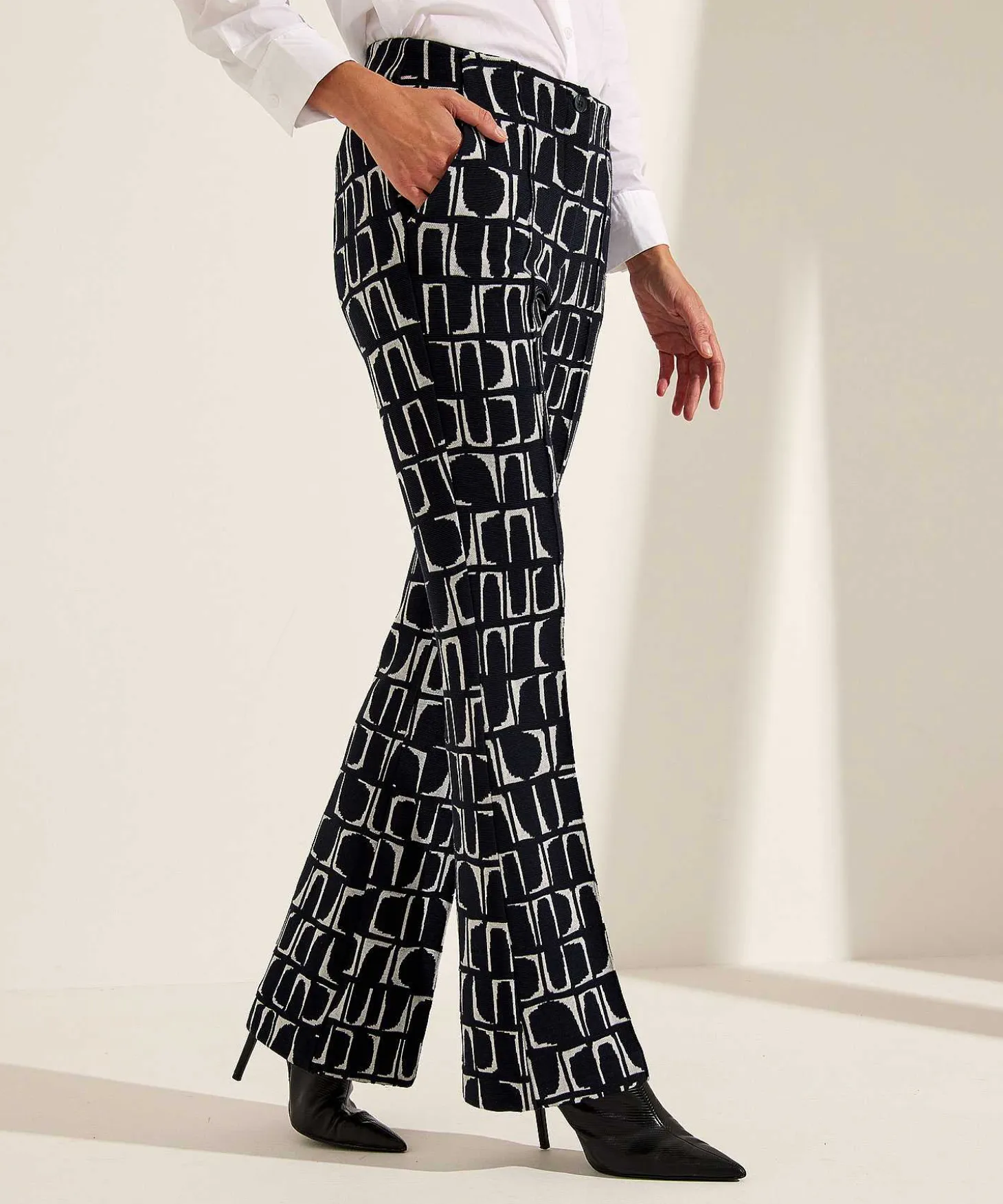 Kyra Wide Leg Broek Geo Print Dipper
