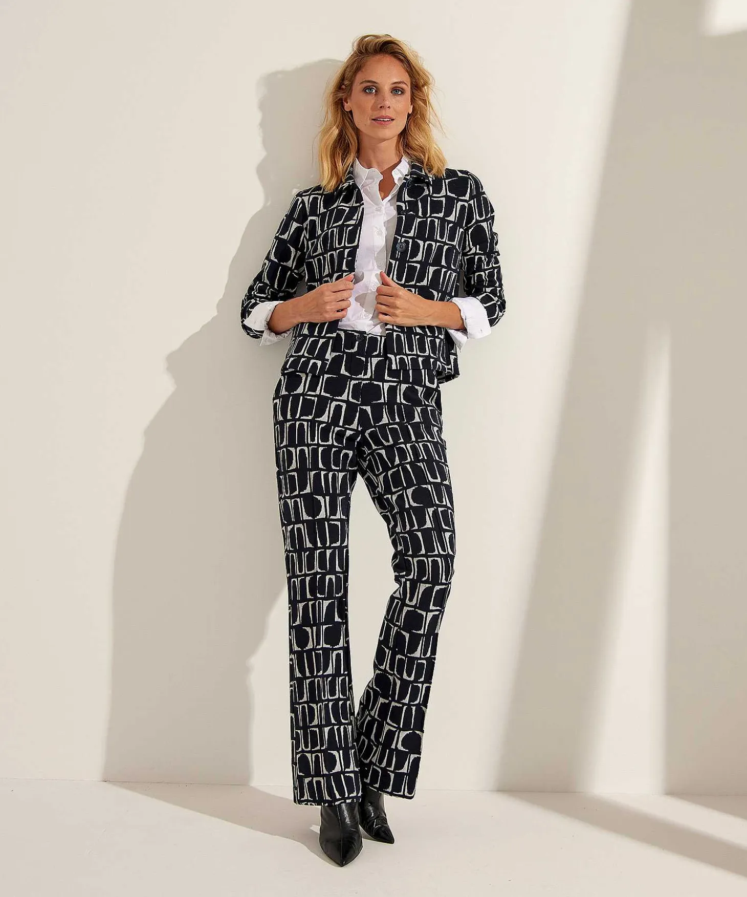Kyra Wide Leg Broek Geo Print Dipper