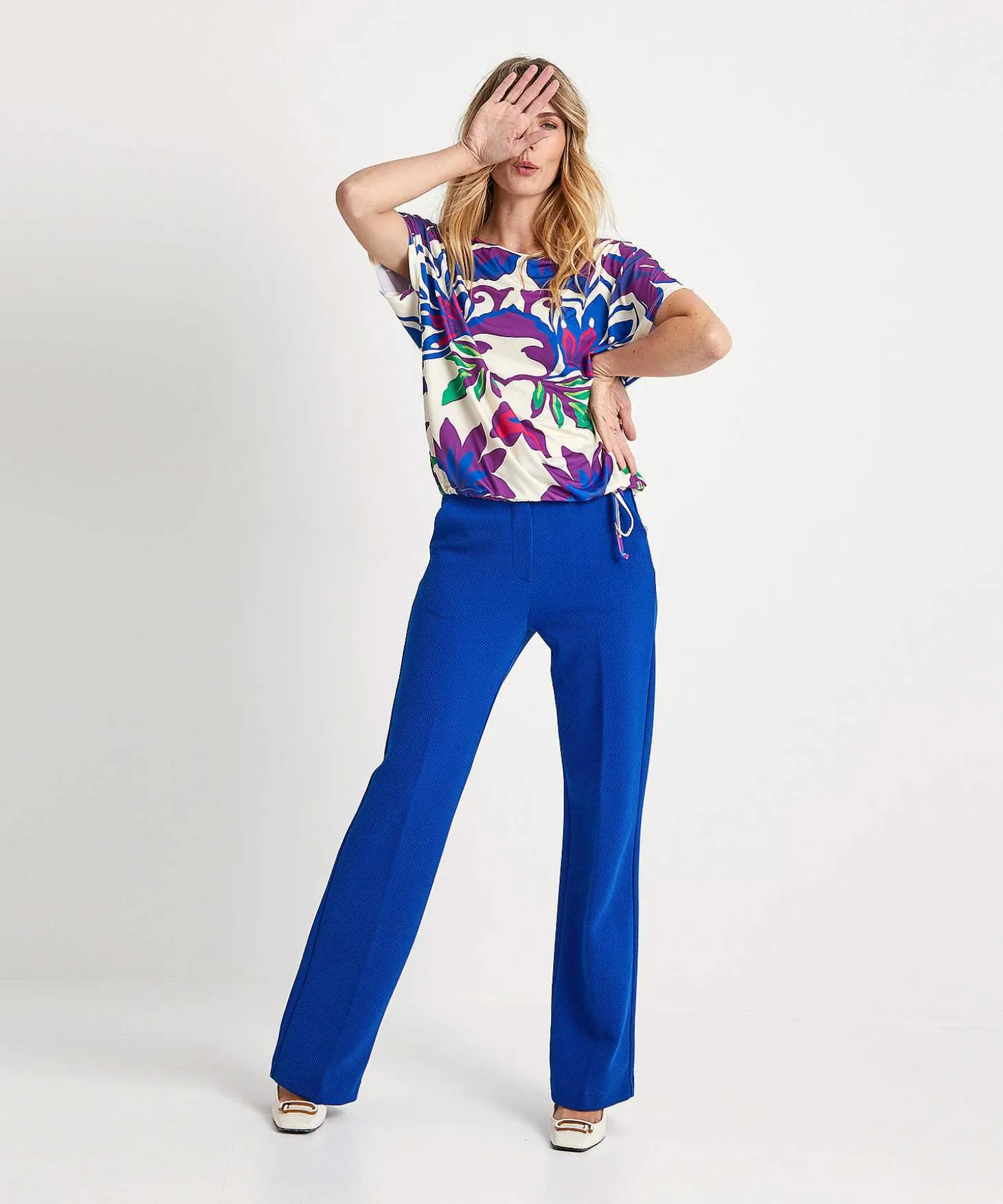 Kyra Wide Leg Broek Structuur Hetty