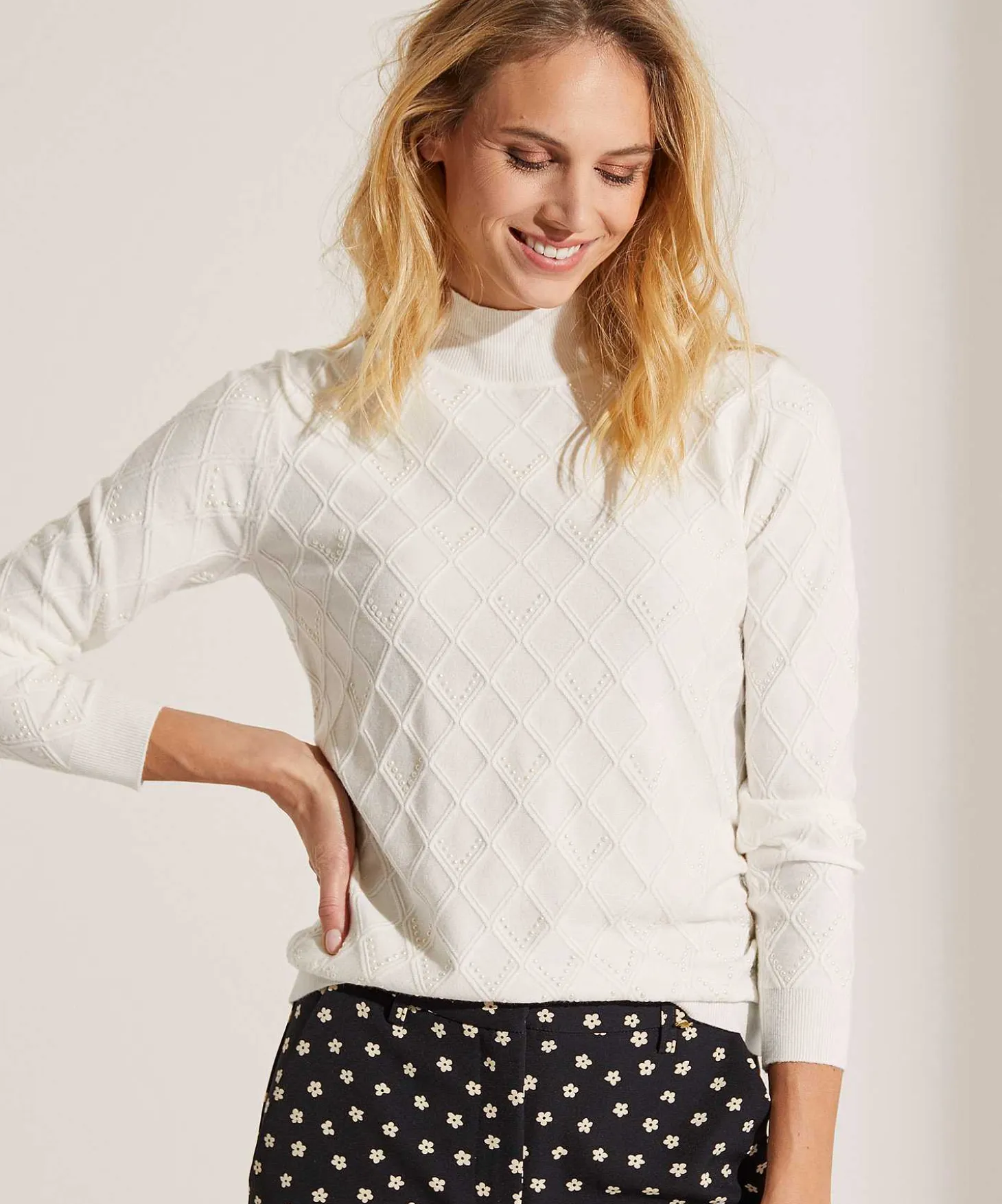 Leo & Ugo Jacquard Trui Met Pareltjes