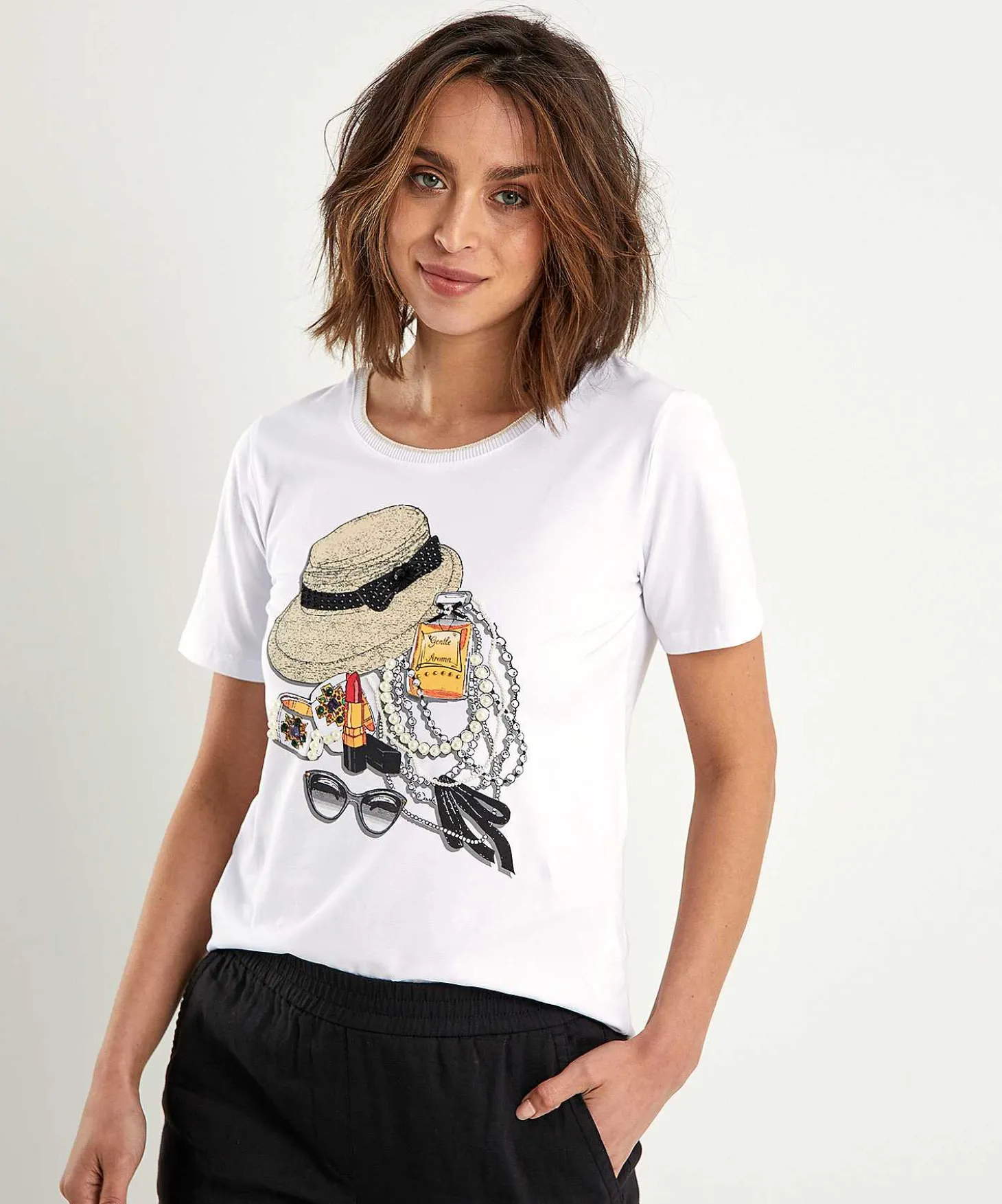 Leo & Ugo T-Shirt Fashionprint Met Pareltjes