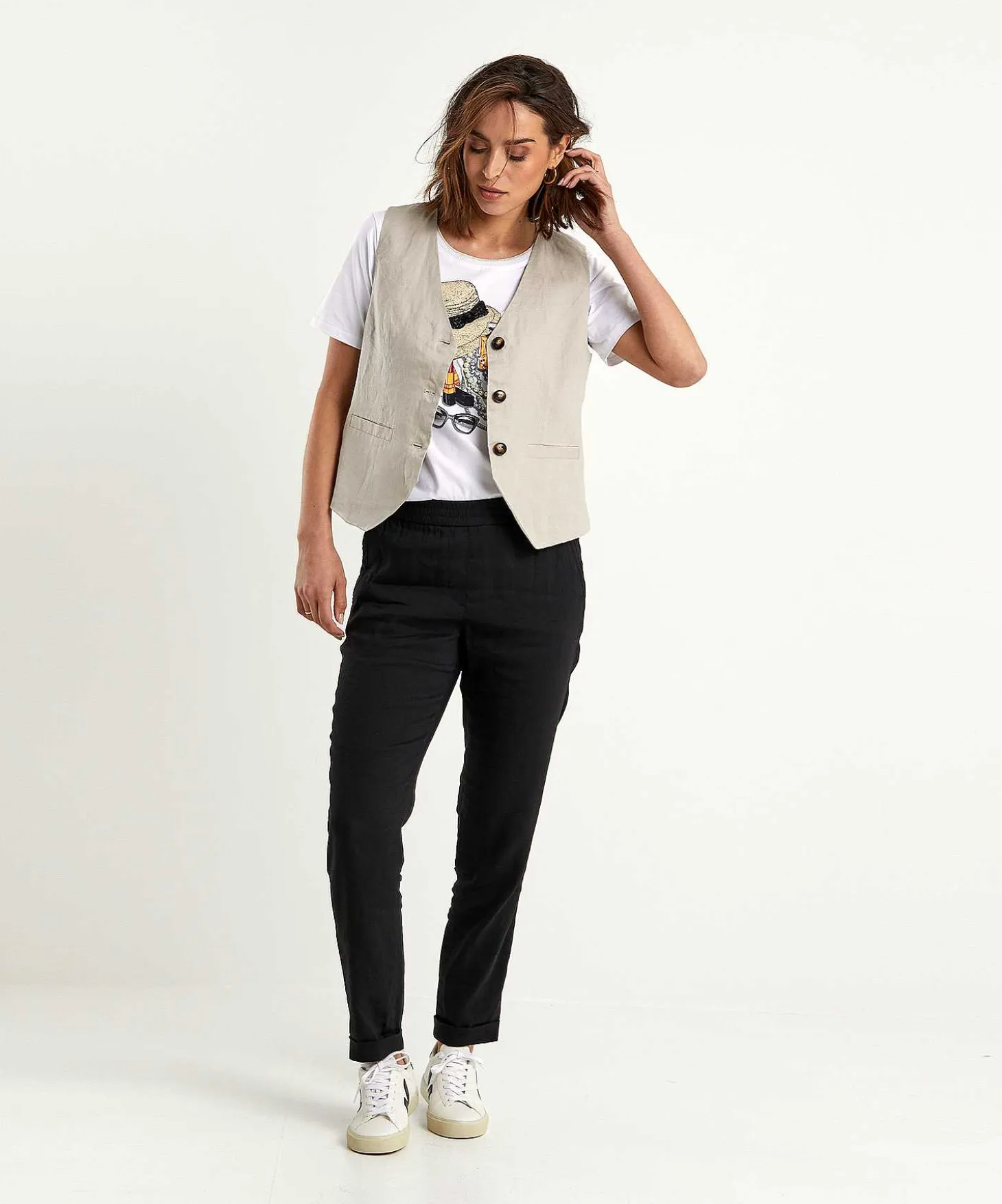 Leo & Ugo T-Shirt Fashionprint Met Pareltjes