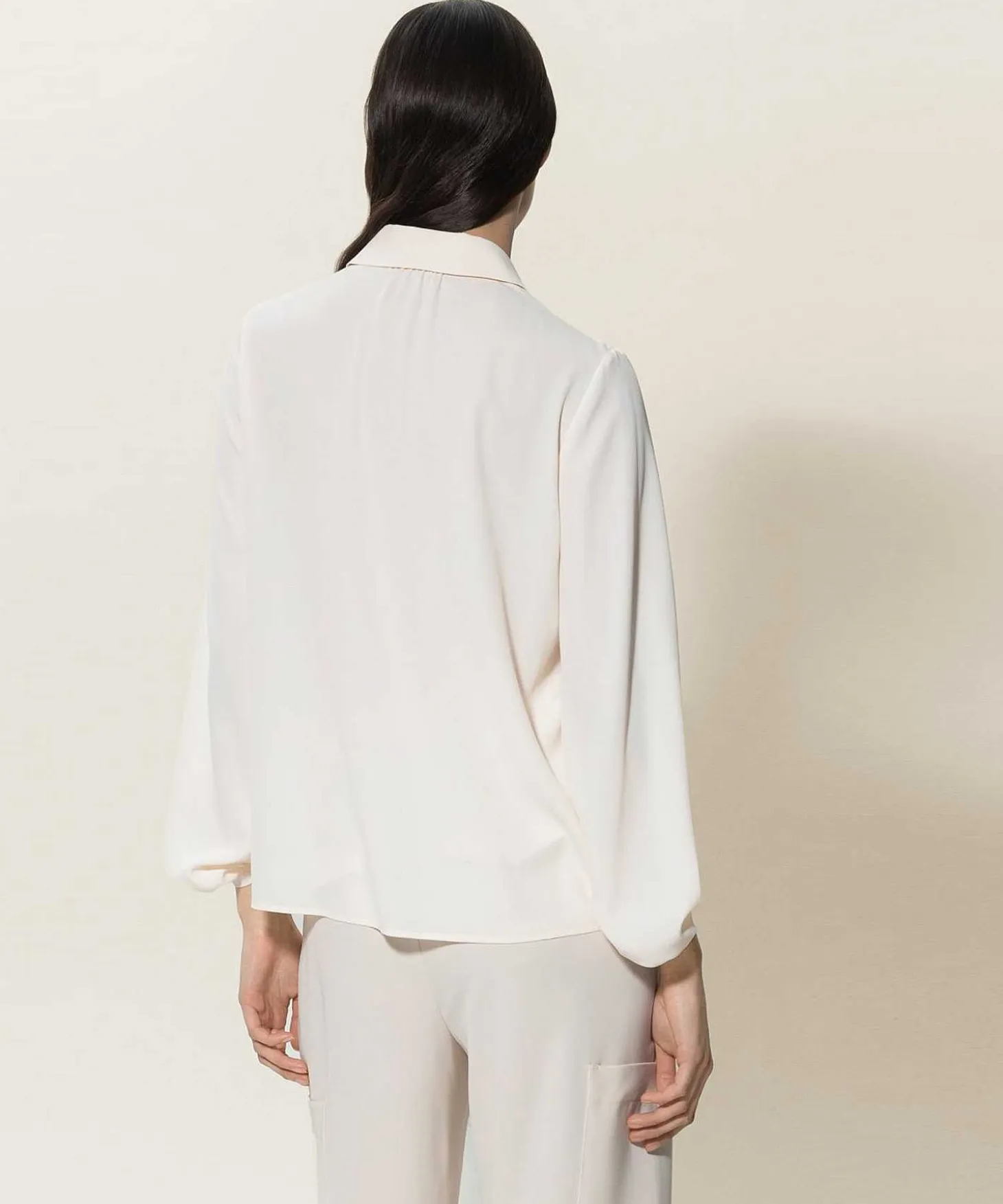Luisa Cerano Blouse Zijde Crepe Contrastknoopje