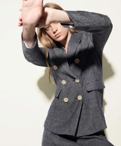 Luisa Cerano Linnenmix Blazer Denimlook