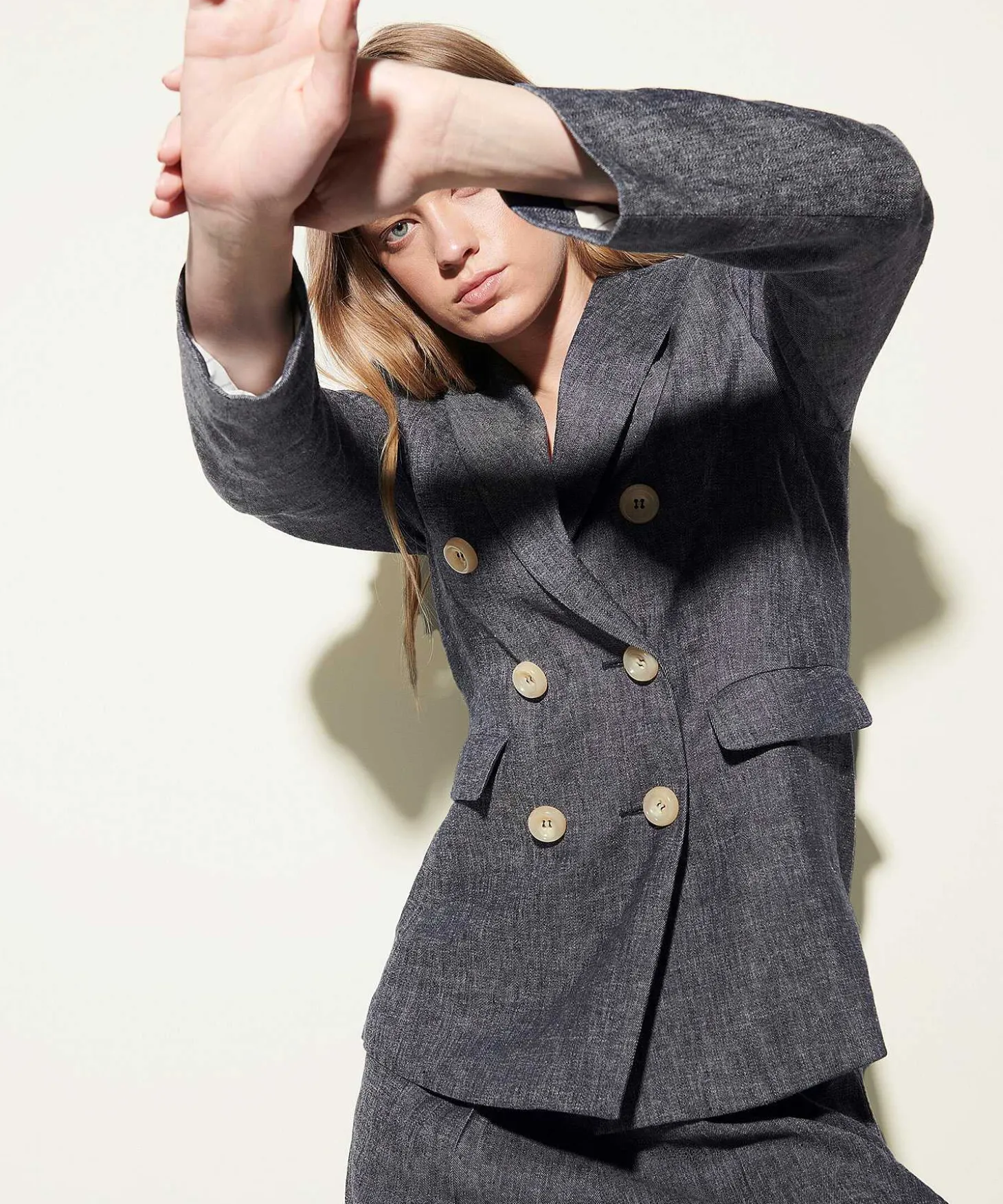 Luisa Cerano Linnenmix Blazer Denimlook