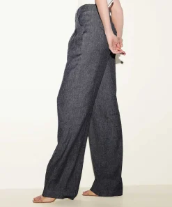 Luisa Cerano Linnenmix Wide Leg Broek Denimlook