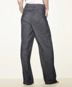 Luisa Cerano Linnenmix Wide Leg Broek Denimlook