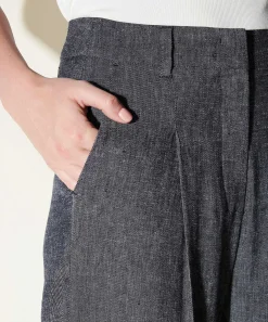 Luisa Cerano Linnenmix Wide Leg Broek Denimlook