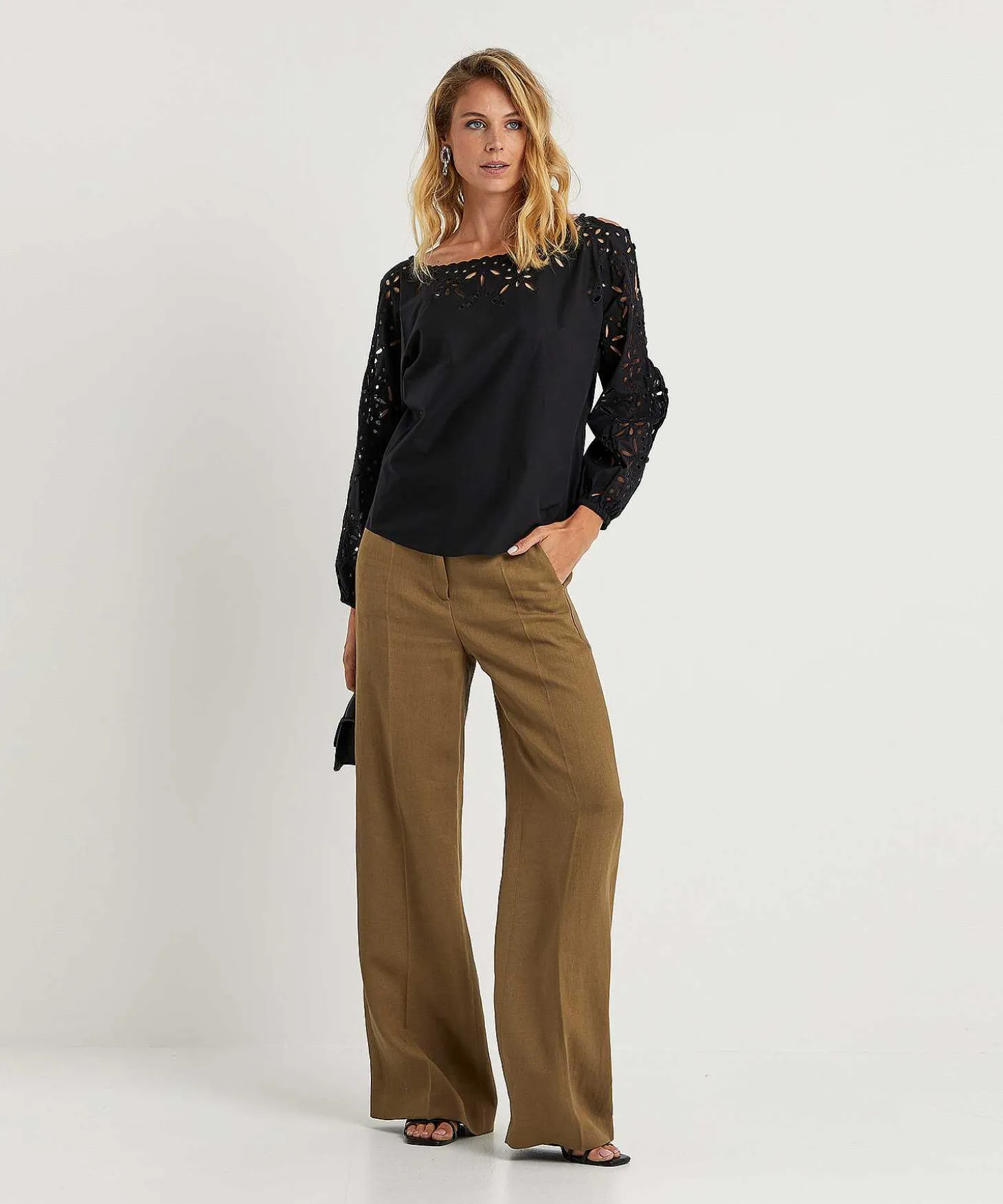 Luisa Cerano Linnenmix Wide Leg Broek