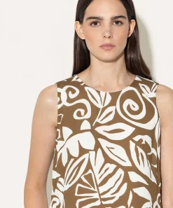 Luisa Cerano Mouwloze Jurk Bladprint