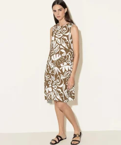 Luisa Cerano Mouwloze Jurk Bladprint