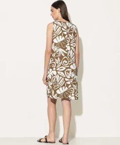 Luisa Cerano Mouwloze Jurk Bladprint