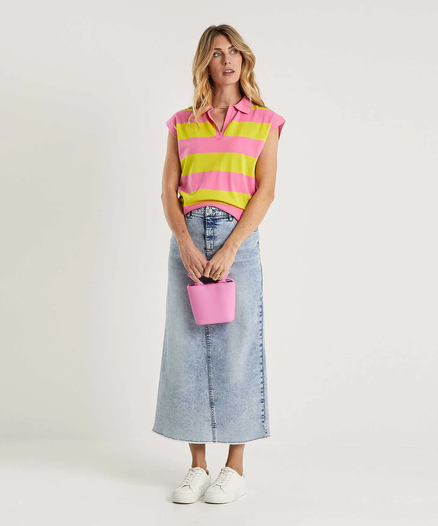 Luisa Cerano Poloshirt Mouwloos Strepen
