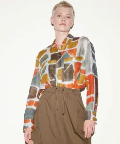Luisa Cerano Ramie Blouse Grafische Print