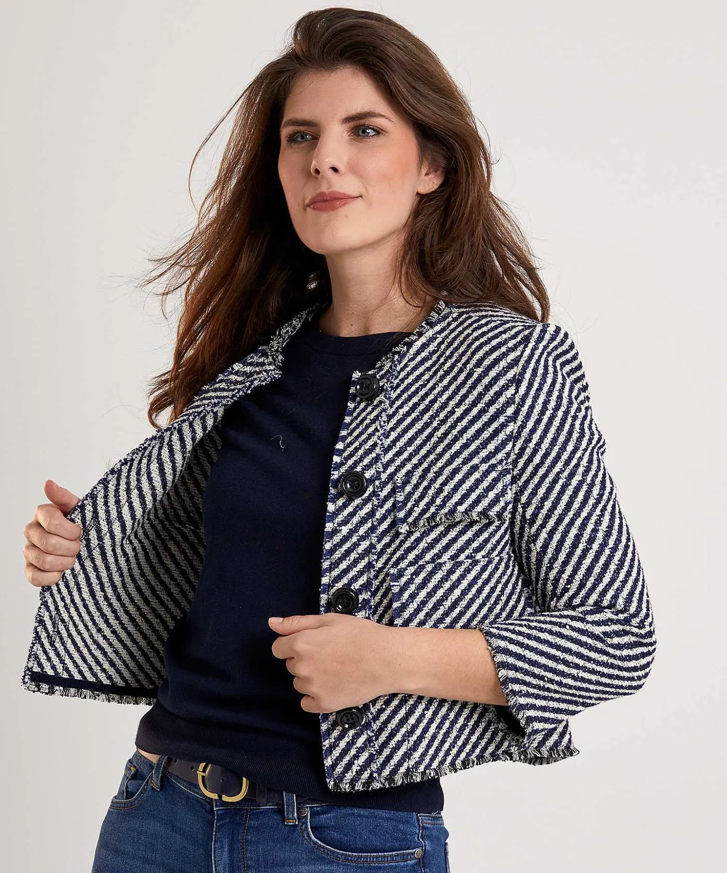 Luisa Cerano Tweed Blazer Strepen