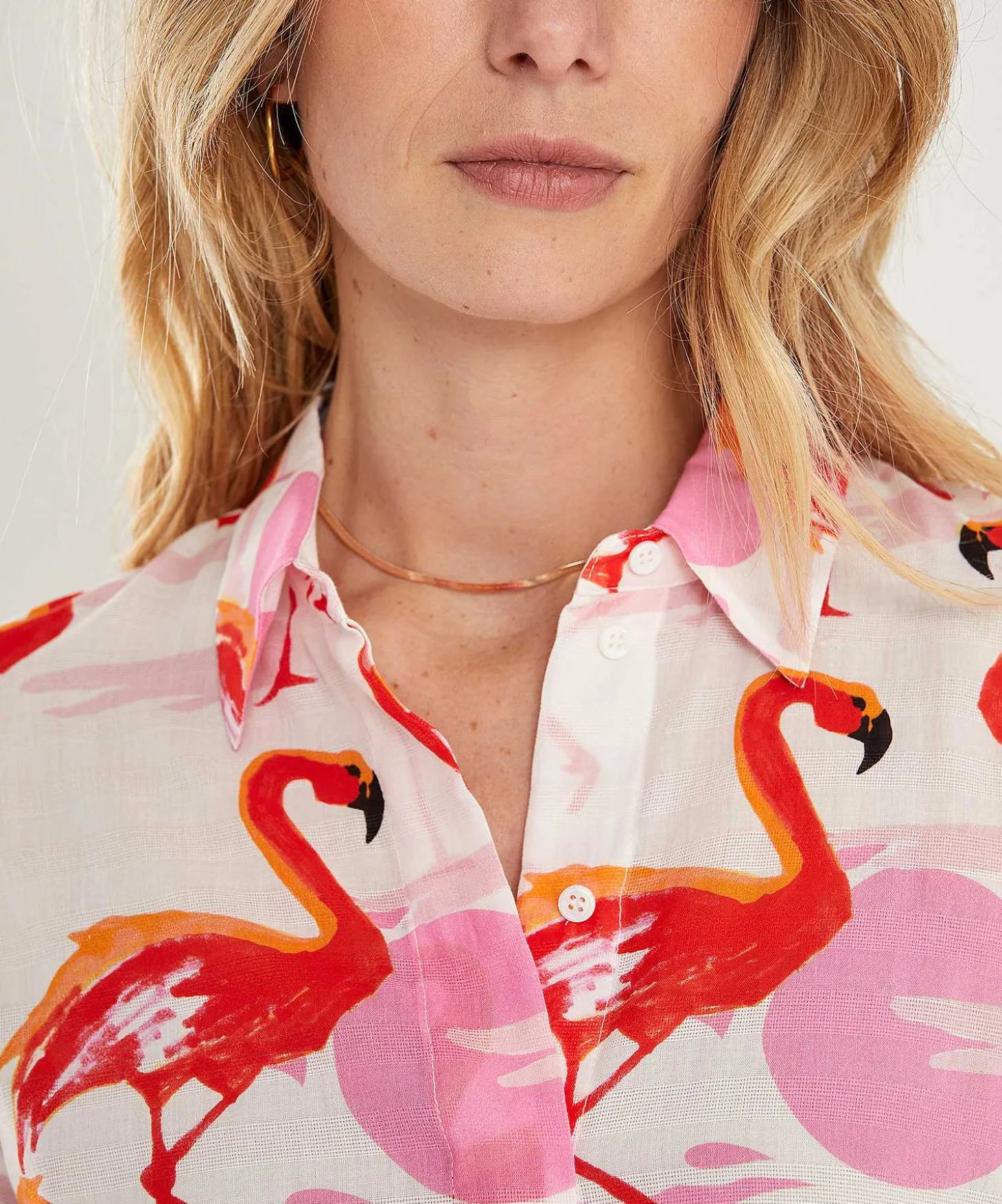 Marc Cain Lange Cotton Voile Blouse Flamingo