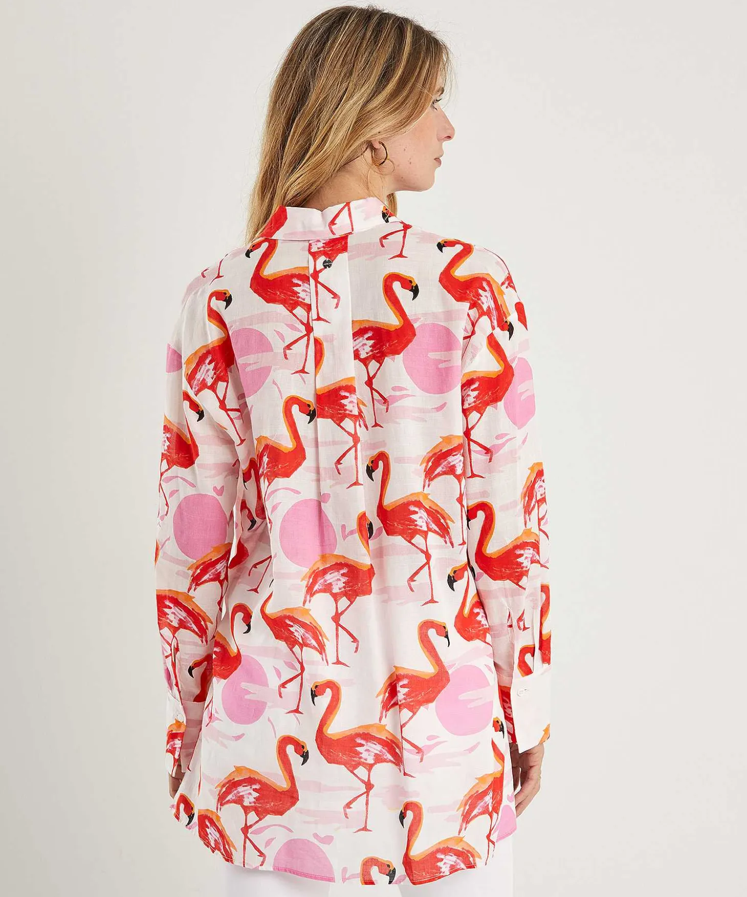 Marc Cain Lange Cotton Voile Blouse Flamingo
