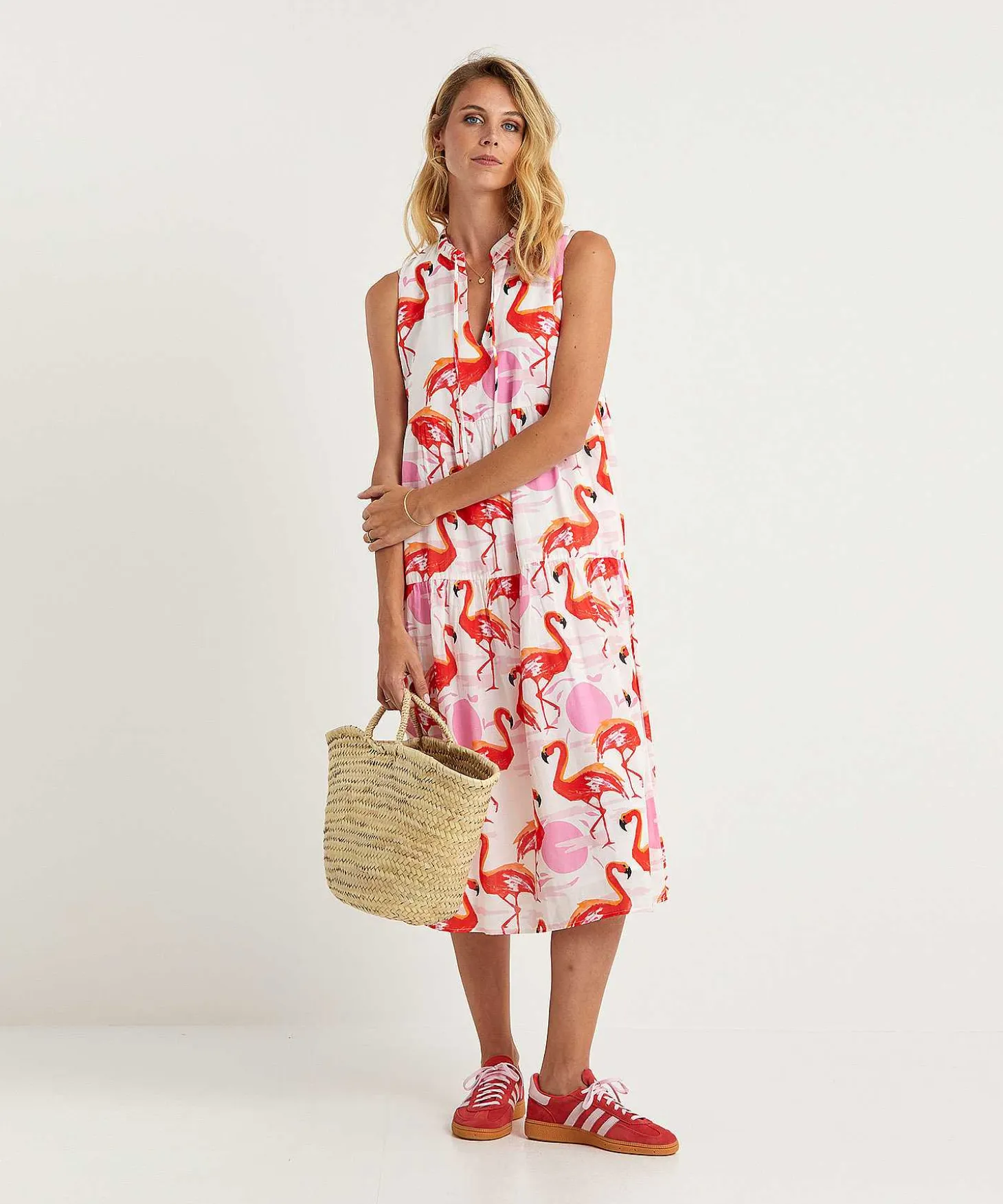 Marc Cain Mouwloze Jurk Flamingo