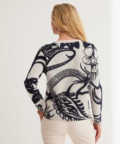 Marc Cain Sports Jacquard Trui Met Bloemenprint En Bies