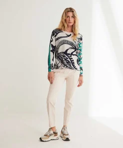 Marc Cain Sports Jacquard Trui Met Bloemenprint En Bies
