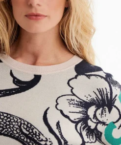 Marc Cain Sports Jacquard Trui Met Bloemenprint En Bies