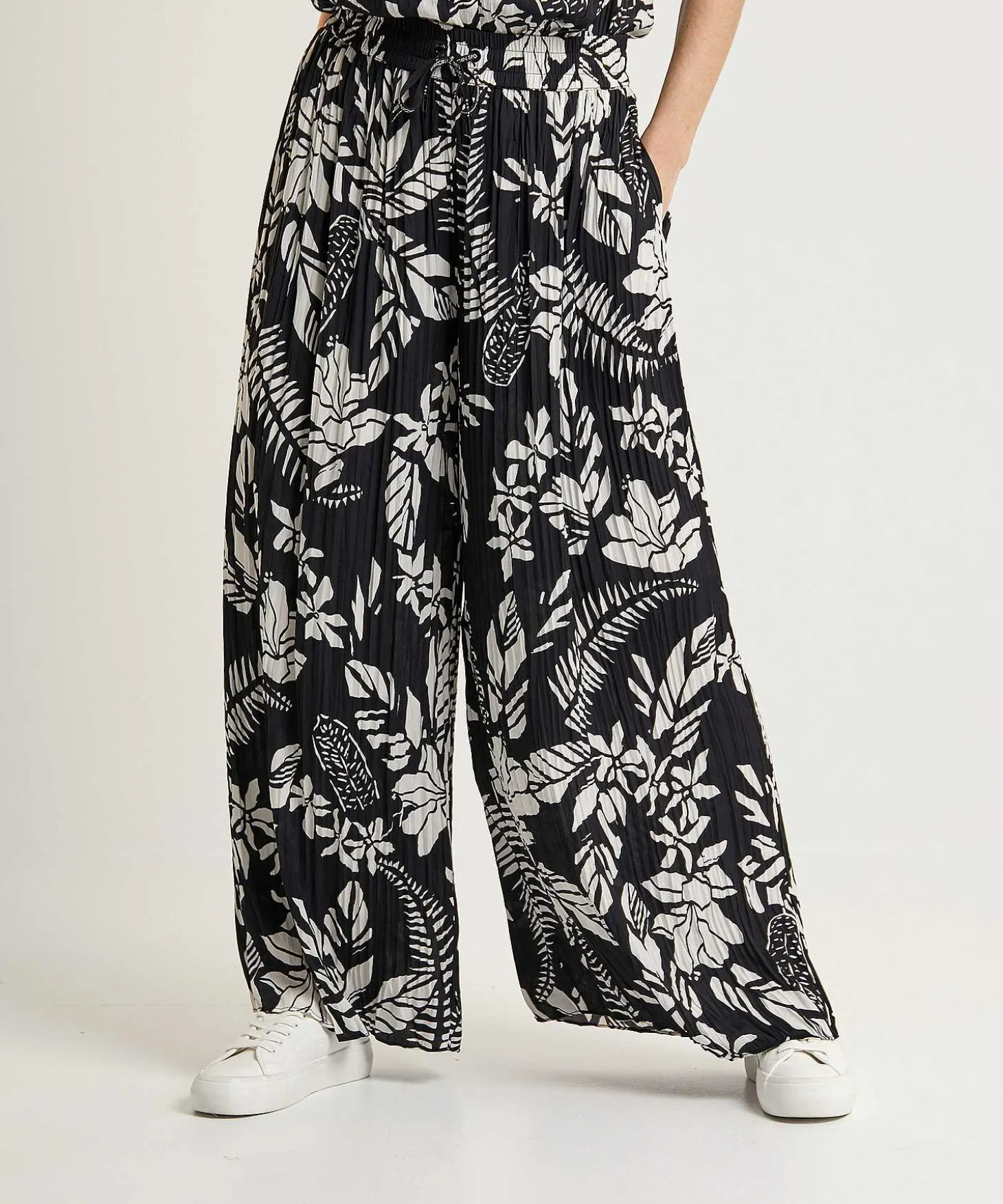 Marc Cain Sports Plisse Palazzo Broek Bloemenprint Wolin