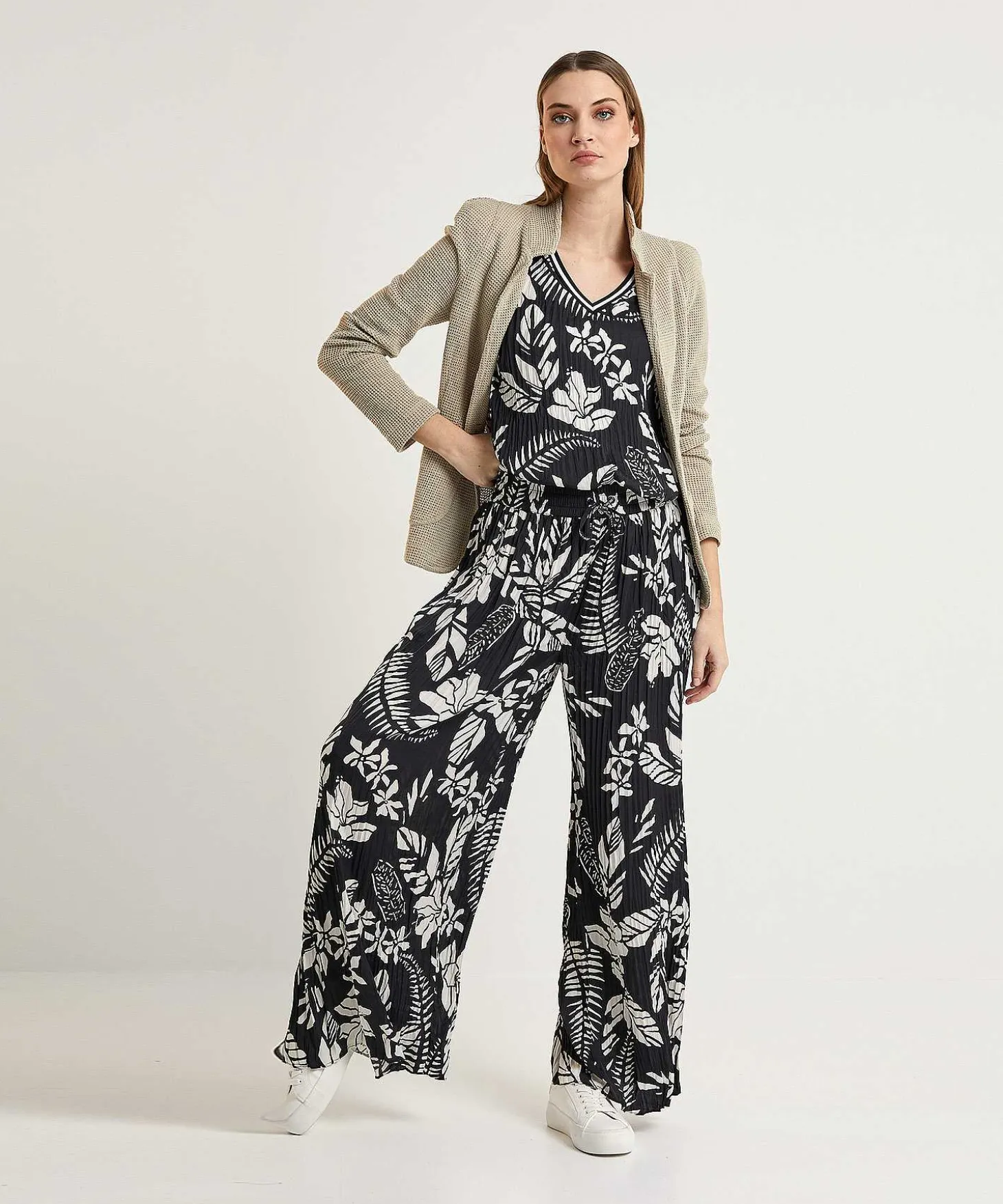 Marc Cain Sports Plisse Top Bloemenprint