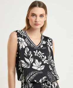 Marc Cain Sports Plisse Top Bloemenprint