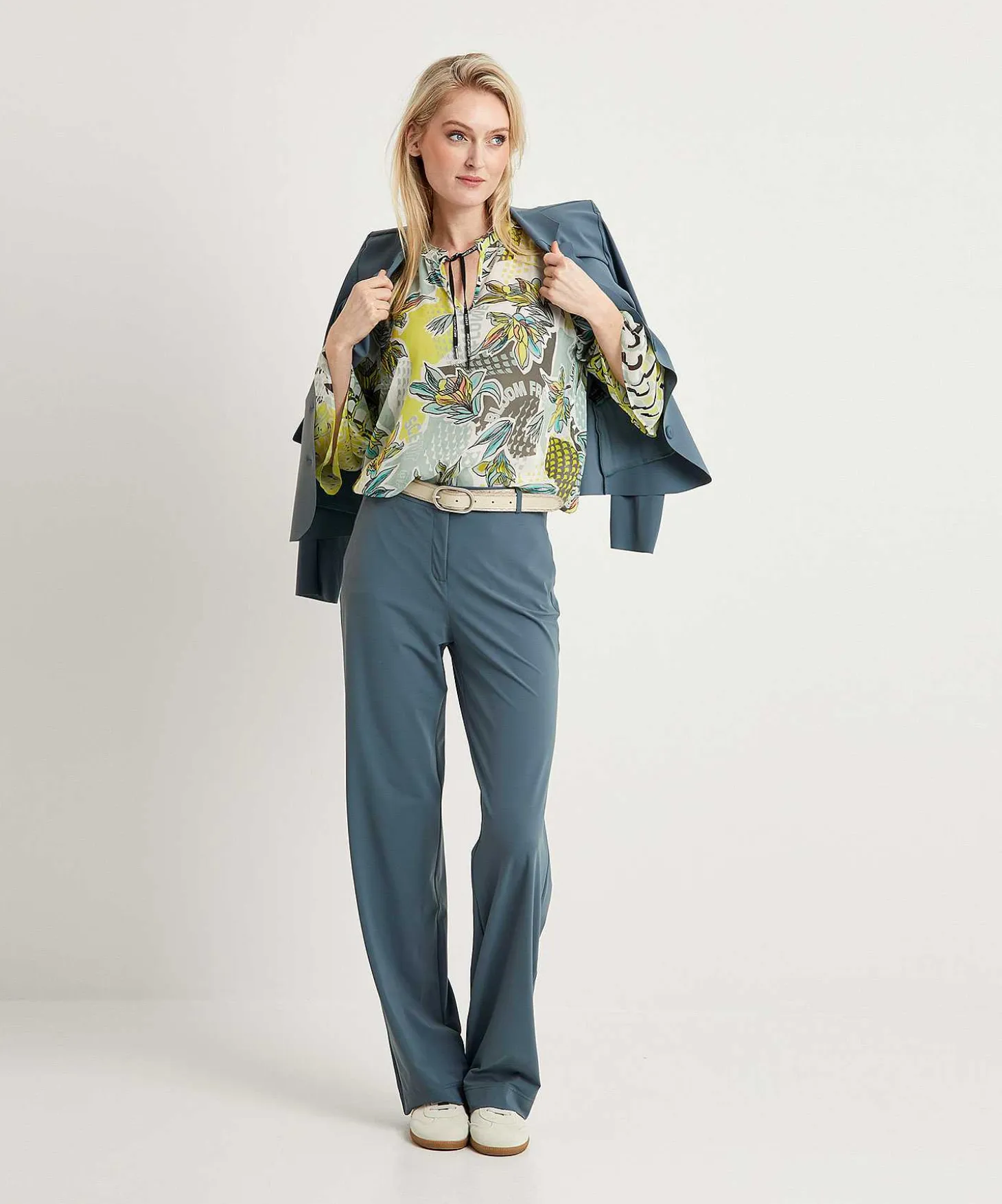 Marc Cain Sports Transparante Blouse Bloemenprint
