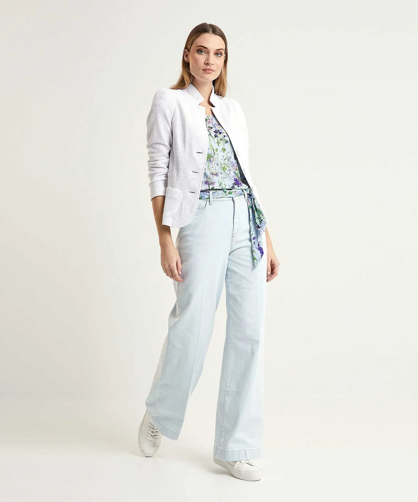 Marc Cain T-Shirt Bloemenprint Plissedetail