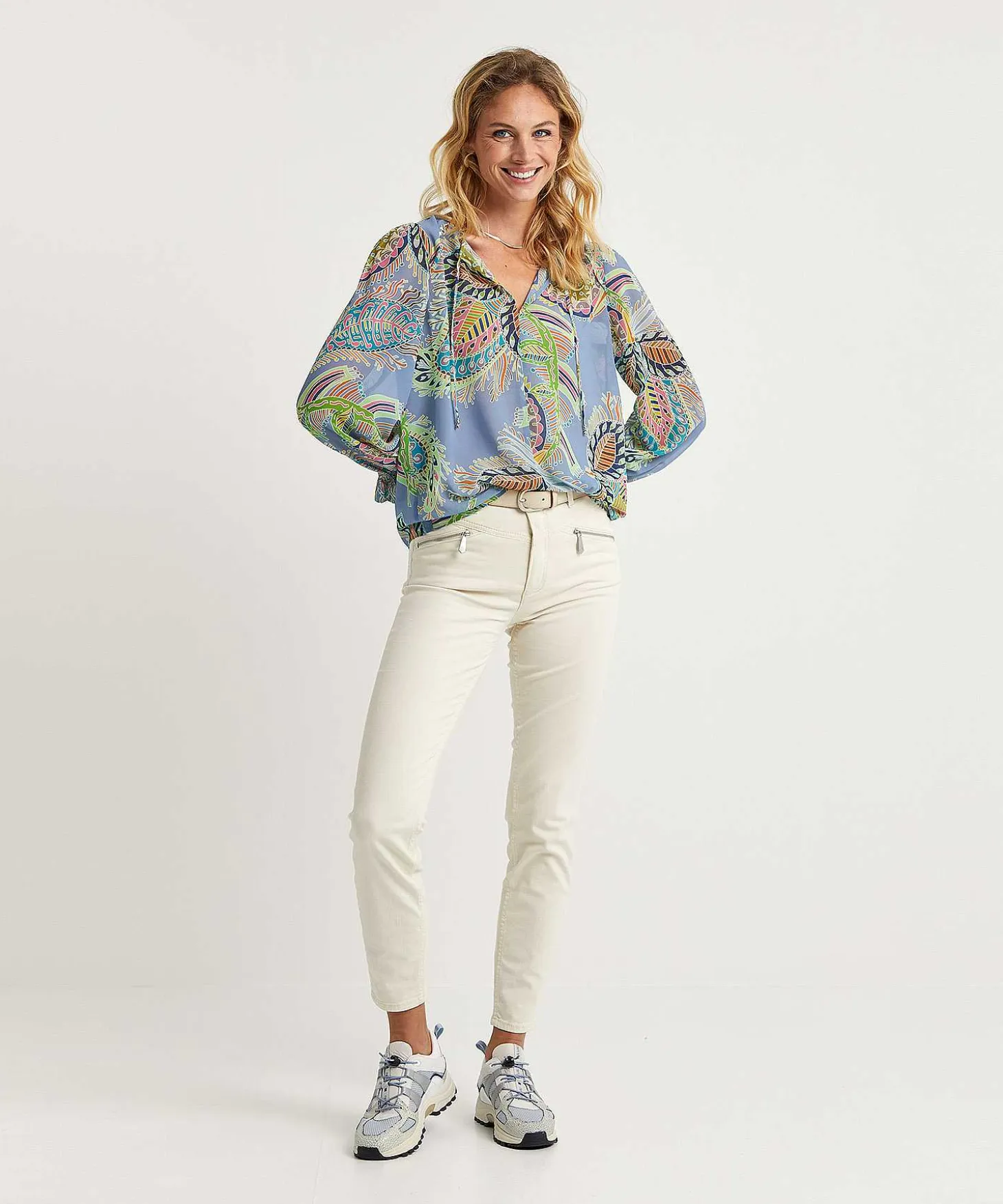 Marc Cain Voile Blouse Multicolor Bladprint