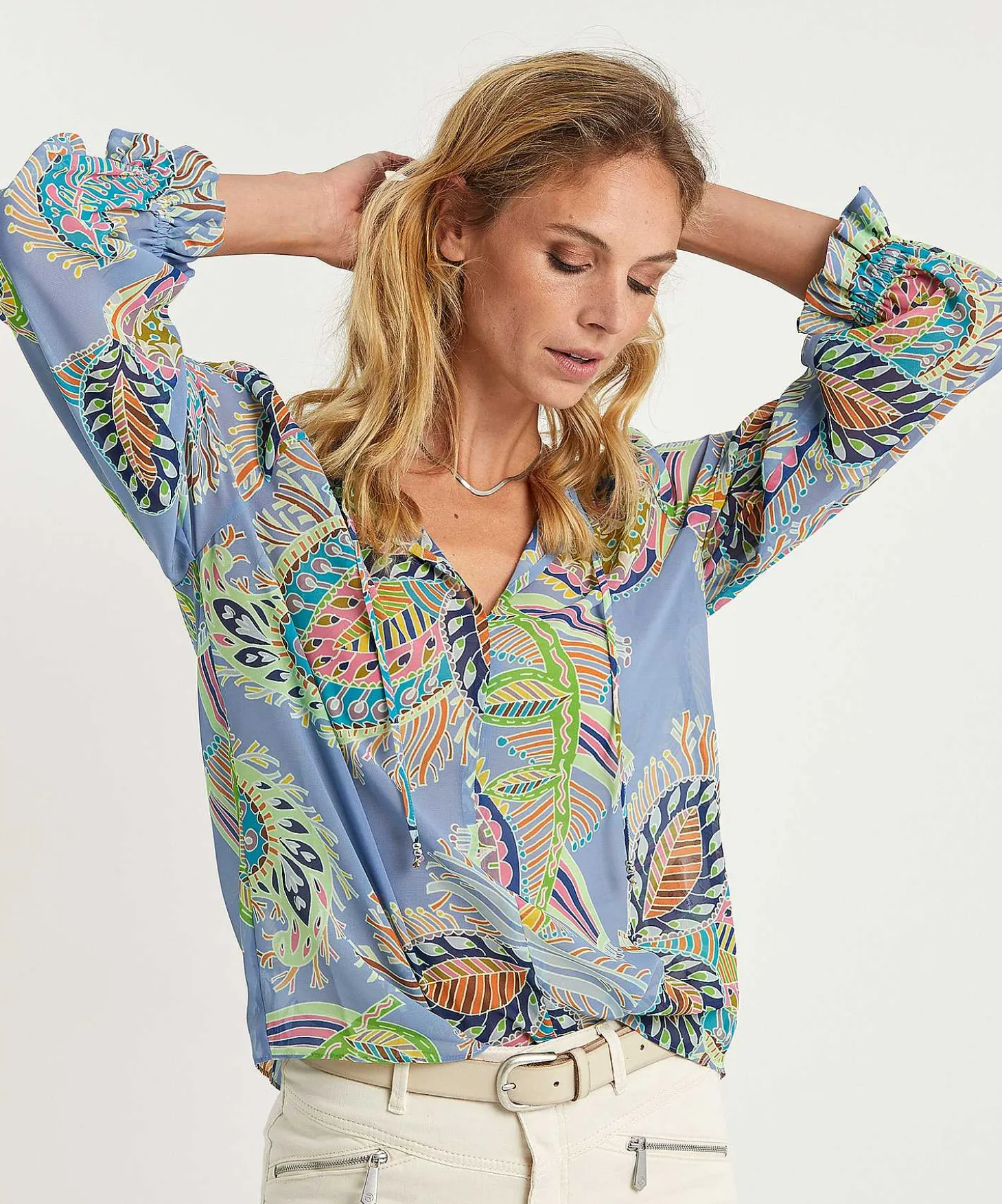 Marc Cain Voile Blouse Multicolor Bladprint