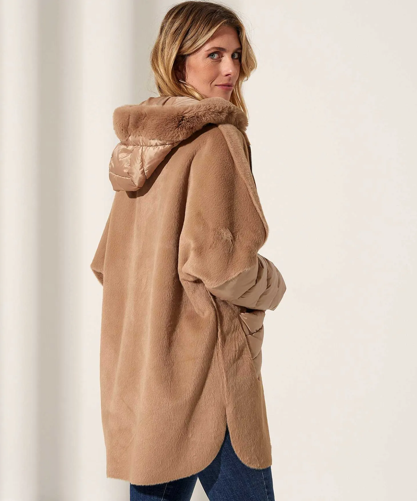 Milestone Fun Fur Jas Met Padded Details Sunny