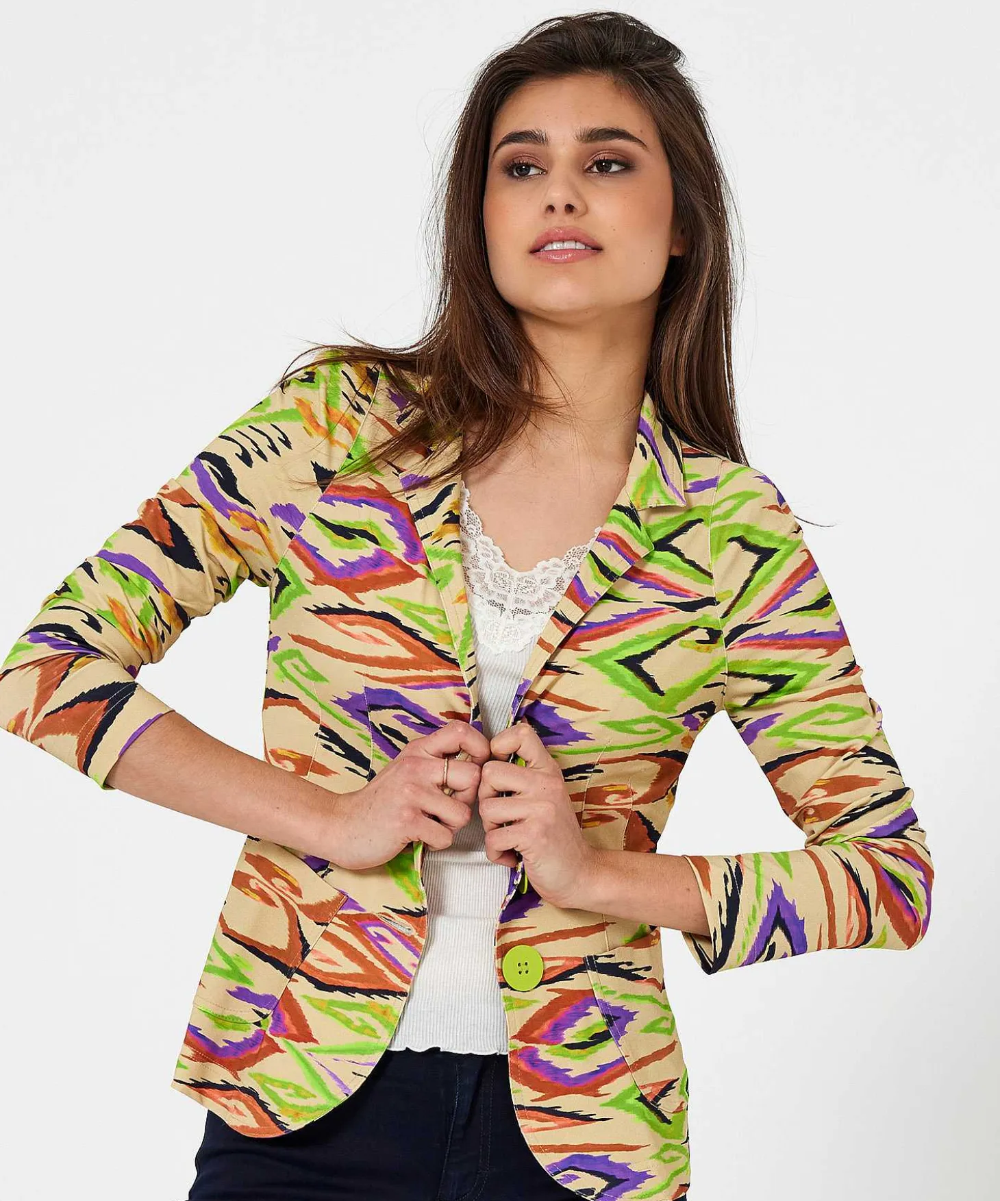 Ml Collections Slinky Blazer Swirl Print