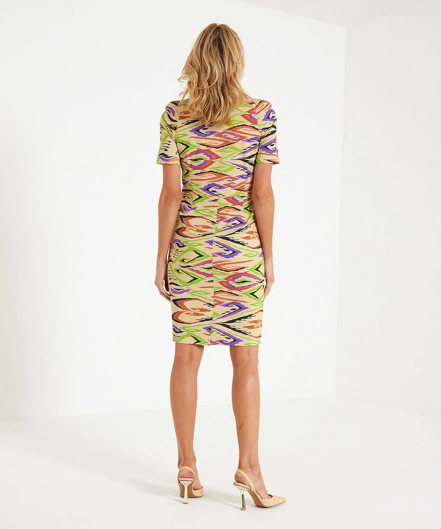 Ml Collections Slinky Kokerjurk Swirl Print