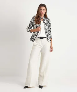 Ml Collections Structuur Blazer Bloemen Zwart Wit